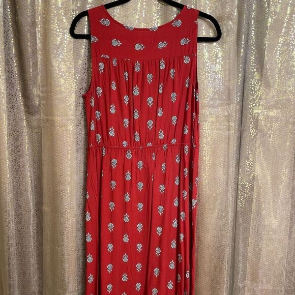 Old Navy Brick Red Paisley Print Sleeveless Maxi Dress, Large - Picture 2 of 9